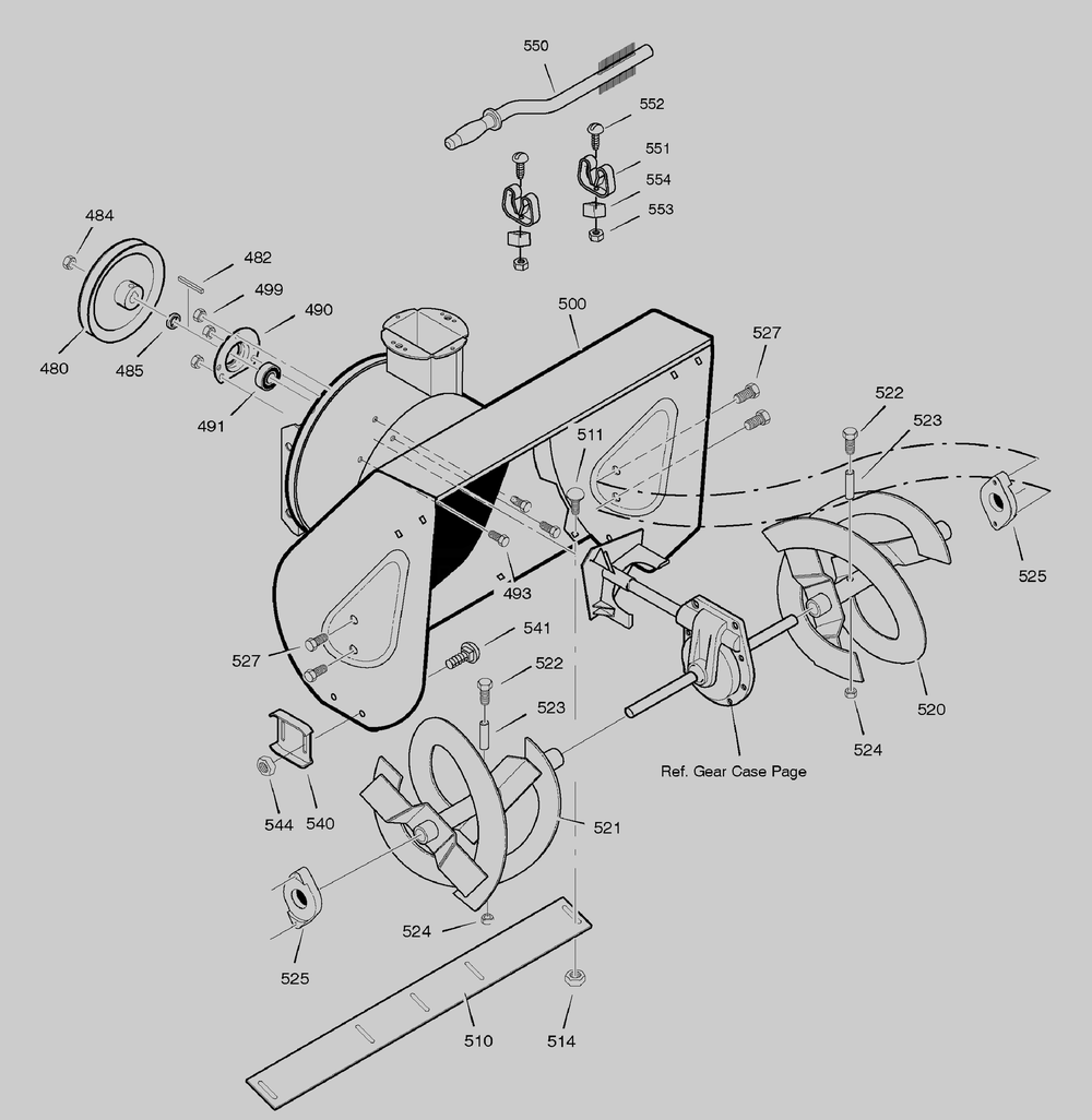 Auger Housing Diagram and Parts List for 628102X16A 2005 Briggs and Stratton Snow Blower